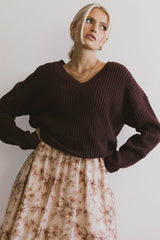 Raychel Knit Sweater in Burgundy - FINAL SALE