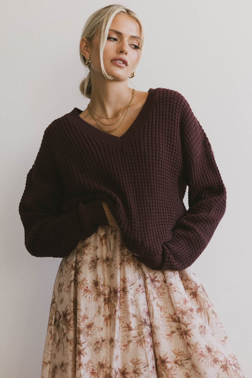 Raychel Knit Sweater in Burgundy - FINAL SALE