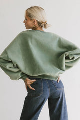 Reversible Sherpa Sweatshirt in Green - FINAL SALE