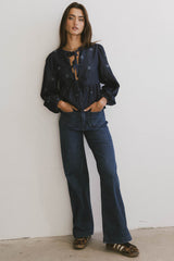 Maggie Peplum Tie Blouse With Bow Detail - FINAL SALE