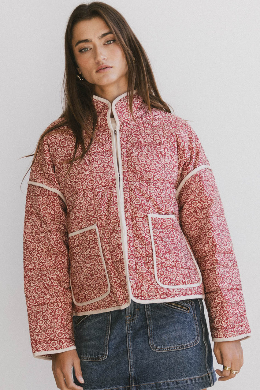 Kadee Quilted Jacket in Burgundy - FINAL SALE