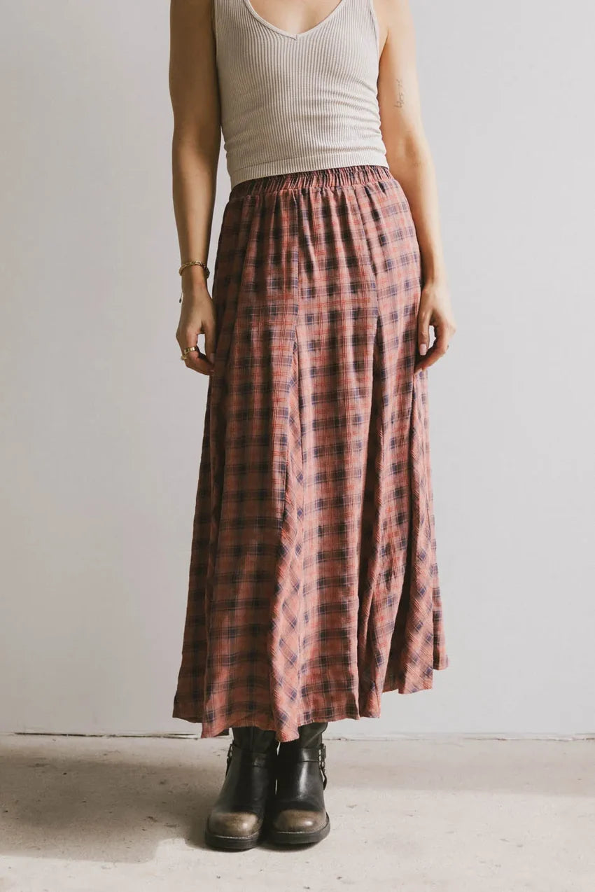 Pippin Plaid Maxi Skirt in Red - FINAL SALE