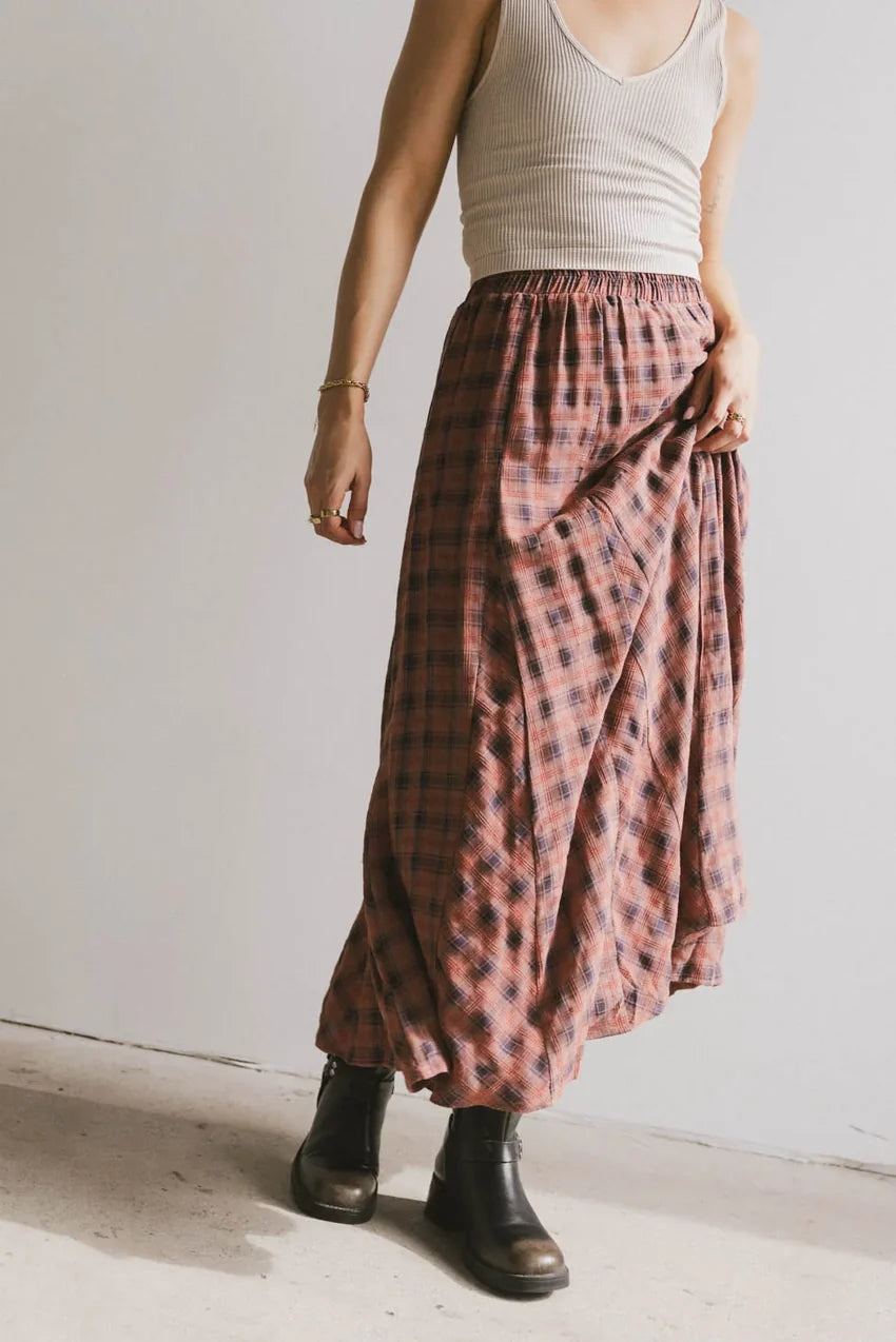 Pippin Plaid Maxi Skirt in Red - FINAL SALE
