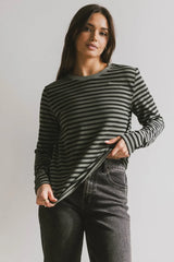 Reggie Striped Top in Olive and Black - FINAL SALE