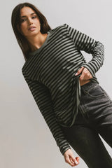 Reggie Striped Top in Olive and Black - FINAL SALE