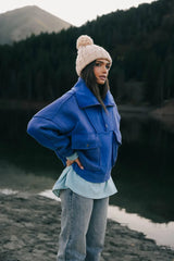 Mickey Half Zip Sweatshirt in Blue - FINAL SALE