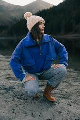 Mickey Half Zip Sweatshirt in Blue - FINAL SALE