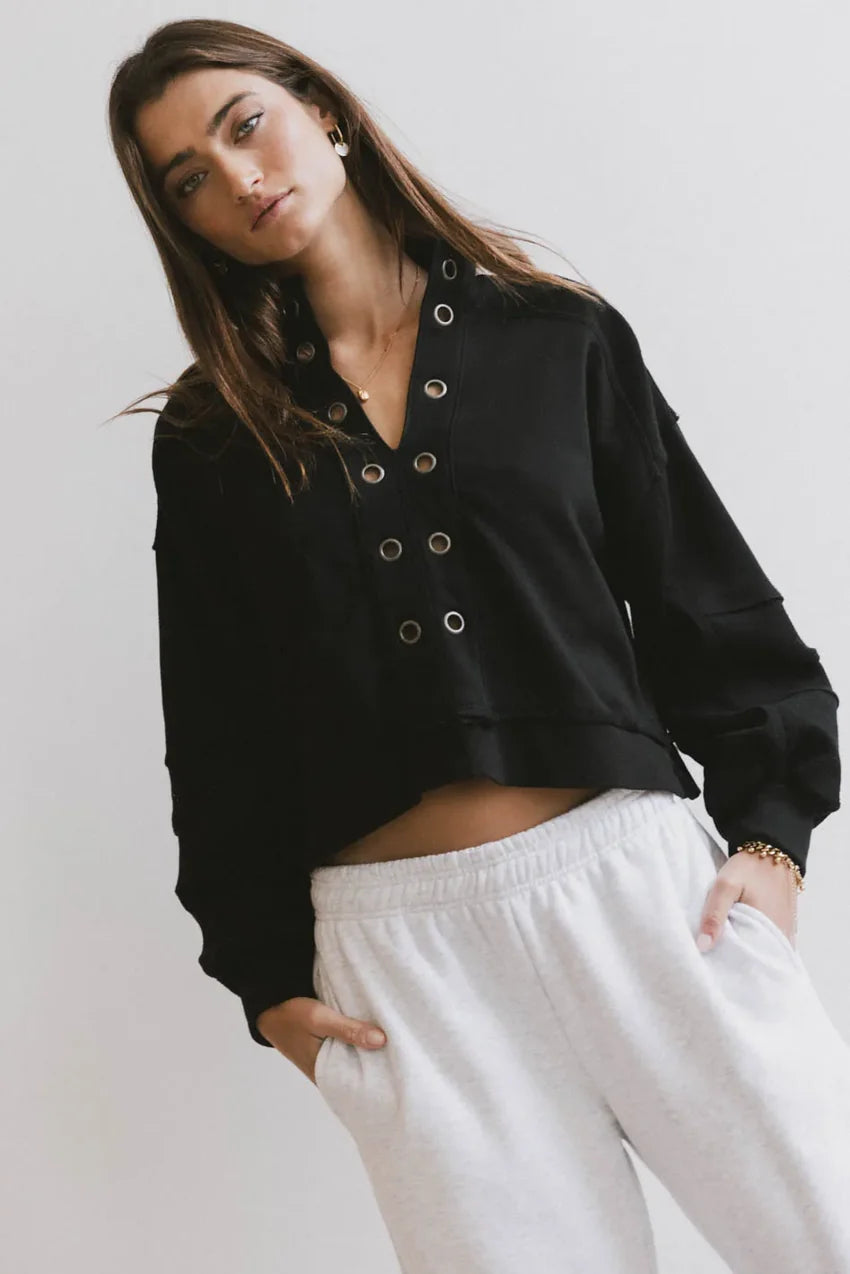 Maxfield Grommet Top in Black - FINAL SALE
