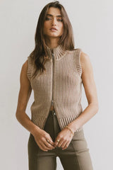 Monroe Zip Up in Mocha - FINAL SALE