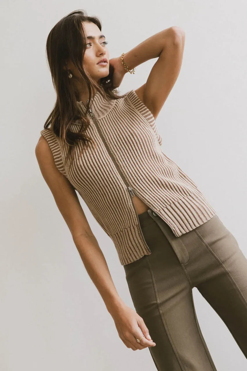 Monroe Zip Up in Mocha - FINAL SALE