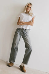 Harry Cutoff Top in White - FINAL SALE