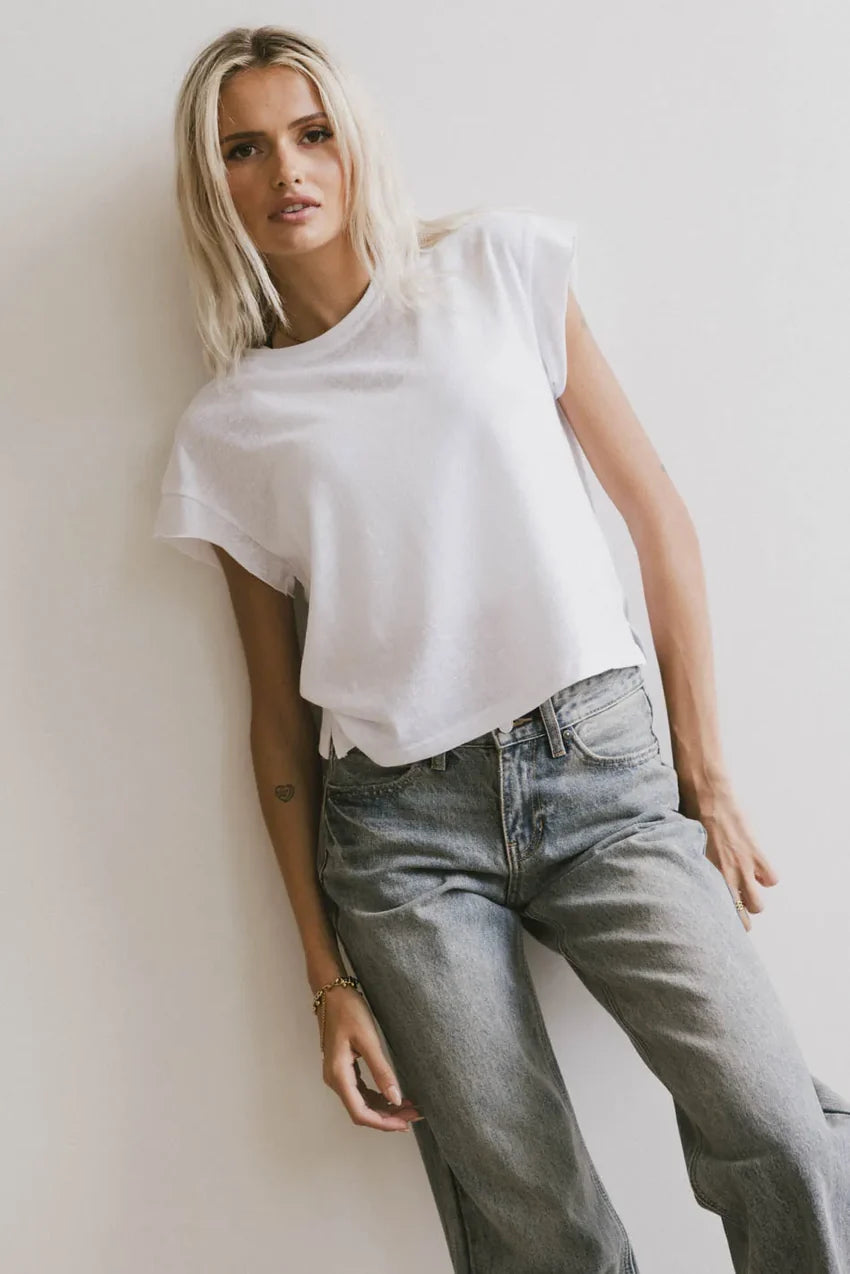Harry Cutoff Top in White - FINAL SALE