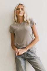 Opal Ribbed Tee in Taupe - FINAL SALE