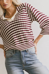 Mason Collared Sweater in Burgundy - FINAL SALE