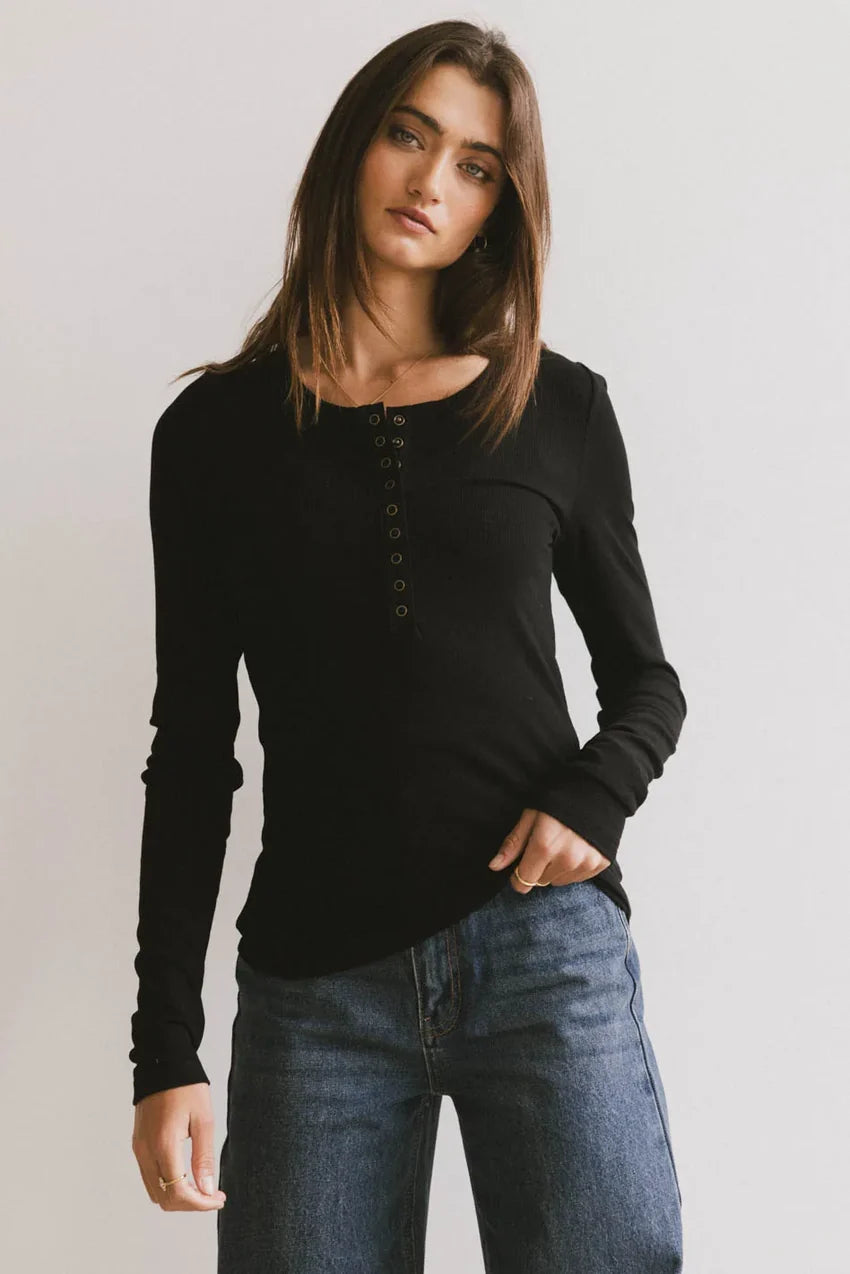 Ivanna Henley Top in Black - FINAL SALE