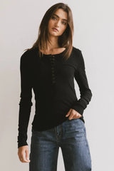 Ivanna Henley Top in Black - FINAL SALE