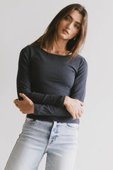 Kendra Basic Top in Charcoal - FINAL SALE