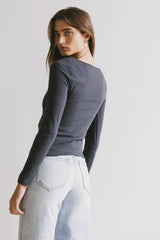 Kendra Basic Top in Charcoal - FINAL SALE