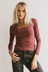 Polly Scoop Neck Top in Berry - FINAL SALE