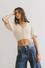 Axton Knit Cardigan in Natural - FINAL SALE