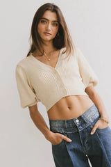 Axton Knit Cardigan in Natural - FINAL SALE