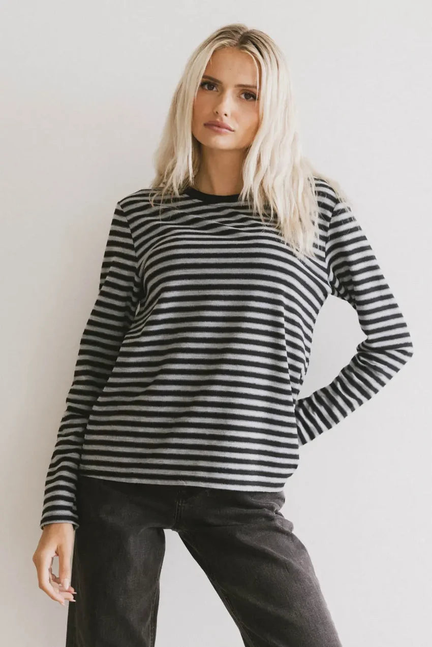 Reggie Striped Top in Grey - FINAL SALE
