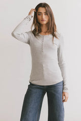 Ivanna Henley Top in Grey - FINAL SALE