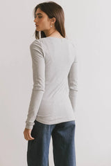 Ivanna Henley Top in Grey - FINAL SALE