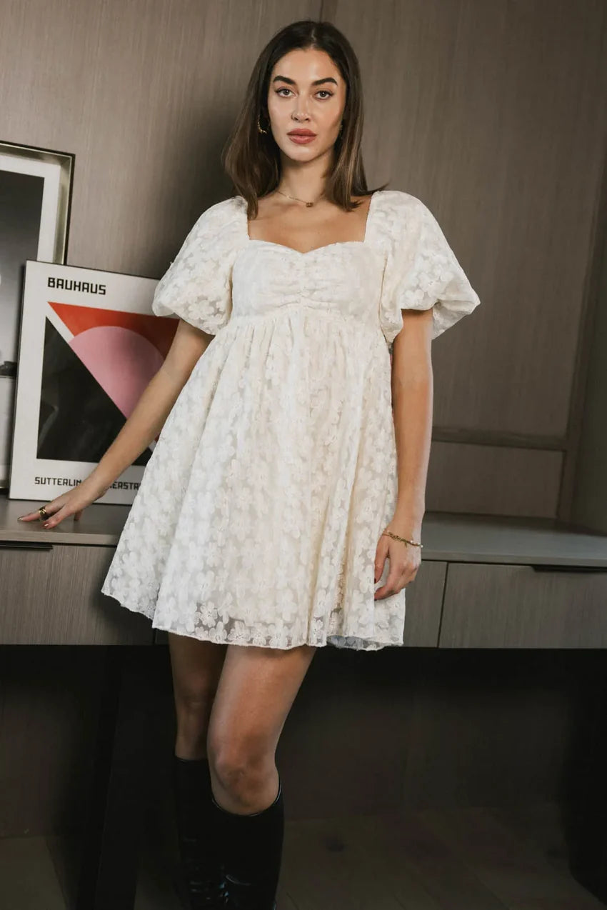 Elodie Floral Babydoll Dress in Cream - FINAL SALE
