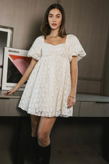 Elodie Floral Babydoll Dress in Cream - FINAL SALE