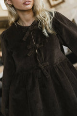 Tyler Peplum Mini Dress in Brown Corduroy - FINAL SALE