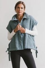 Johanna Sherpa Vest in Blue - FINAL SALE