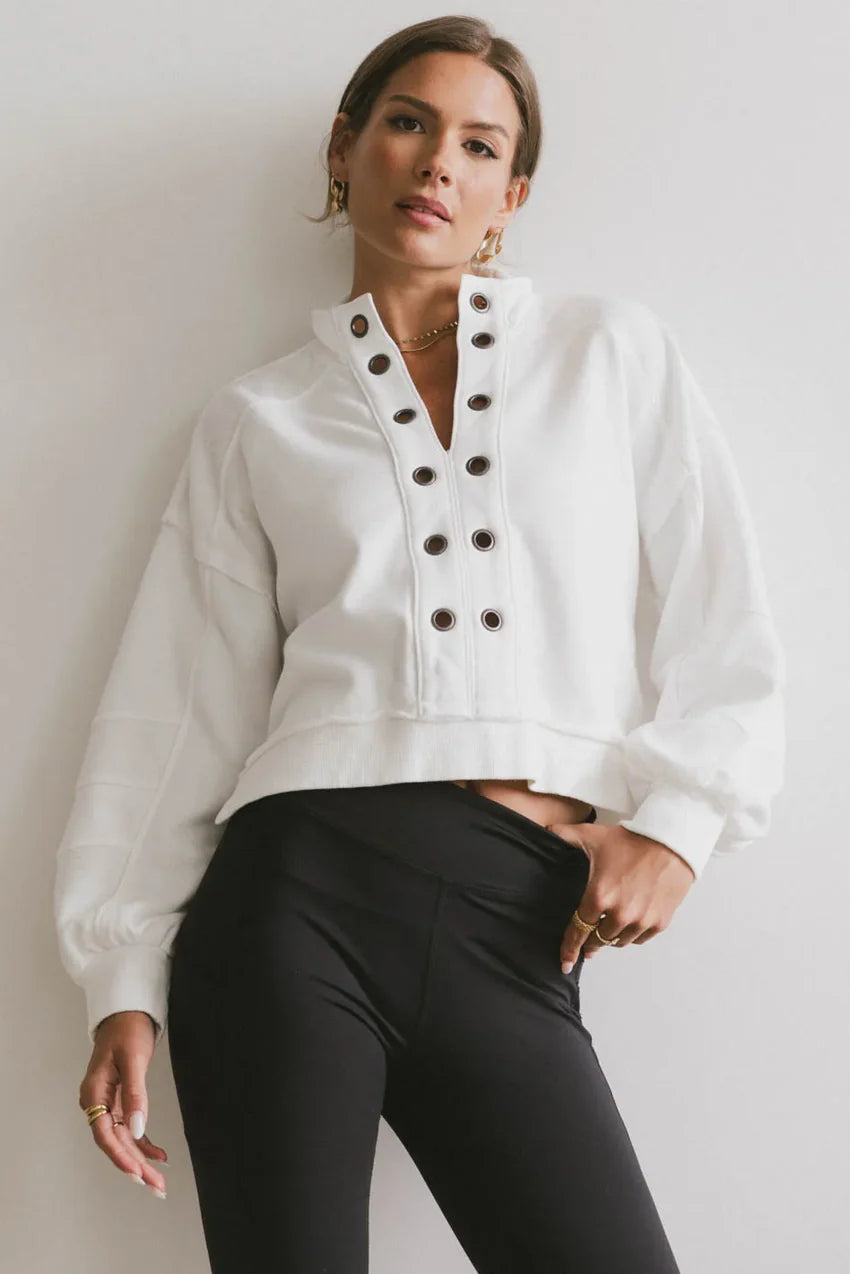 Maxfield Grommet Top in White - FINAL SALE