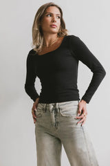 Polly Scoop Neck Top in Black - FINAL SALE