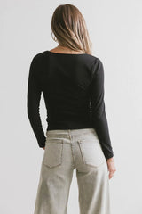 Polly Scoop Neck Top in Black - FINAL SALE