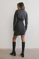Vale Textured Knit Mini Dress in Charcoal - FINAL SALE