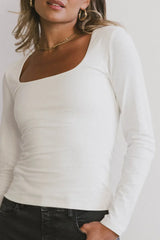 Tatiana Scoop Neck Top in Cream - FINAL SALE