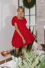Aisling Bubble Mini Dress in Red - FINAL SALE