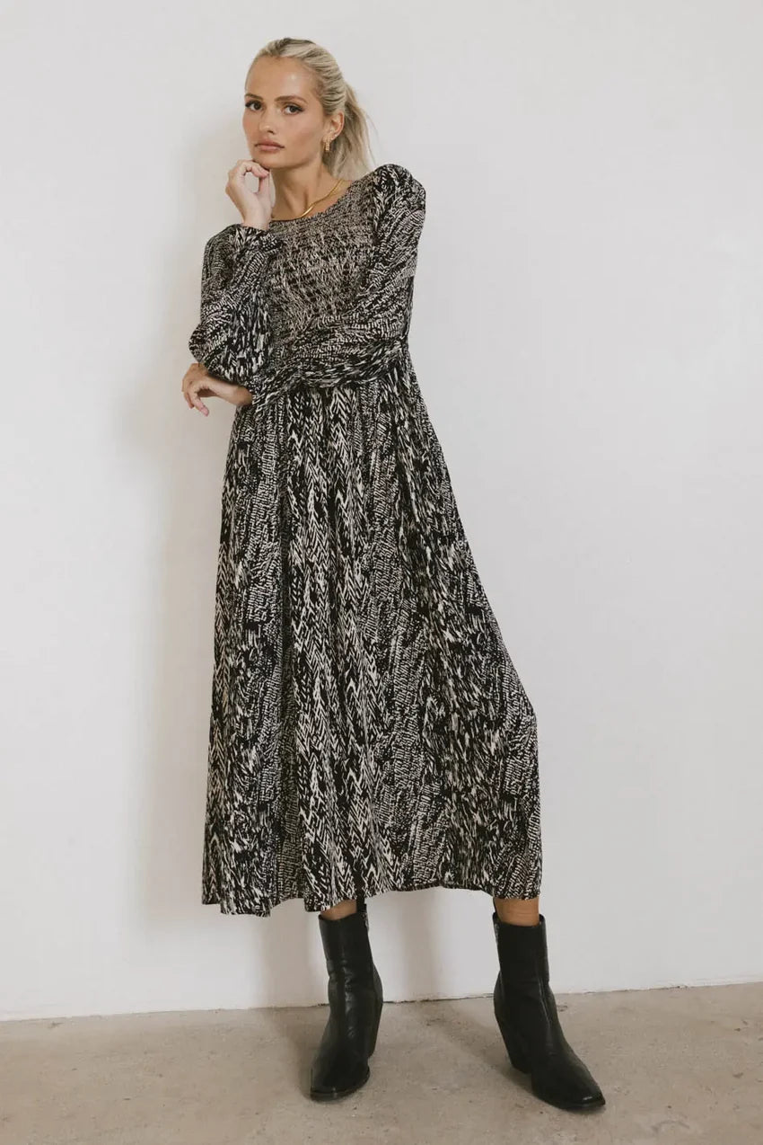 Justice Abstract Midi Dress in Black - FINAL SALE