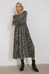 Justice Abstract Midi Dress in Black - FINAL SALE