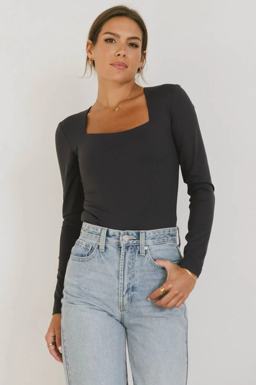 Demi Square Neck Bodysuit in Navy - FINAL SALE