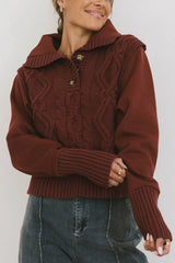 Irene Cable Knit Sweater in Burgundy - FINAL SALE