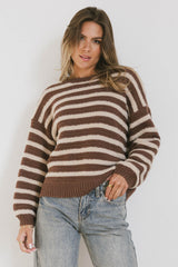 Azuline Striped Sweater in Brown - FINAL SALE