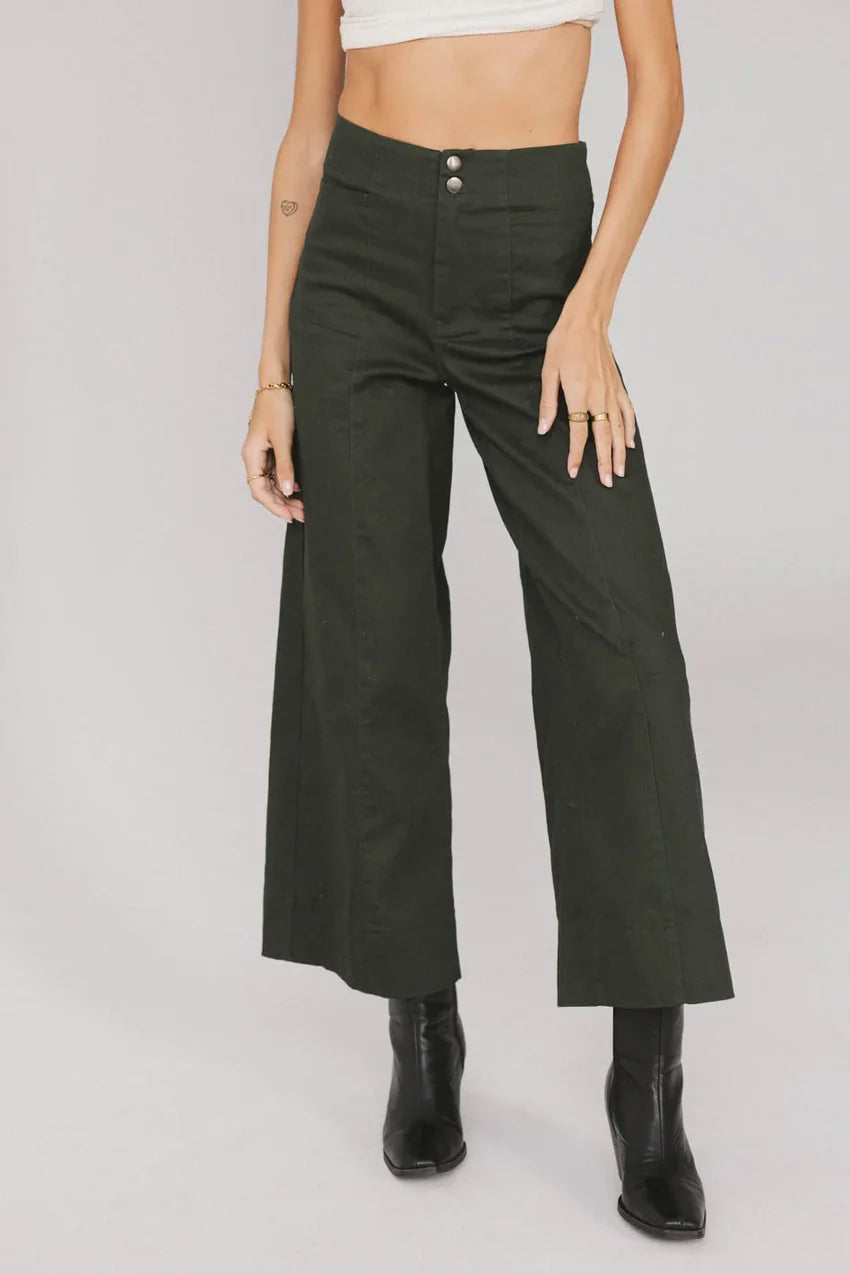 Aspen Wide Leg Pants in Hunter Green - FINAL SALE