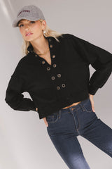 Maxfield Grommet Top in Black - FINAL SALE