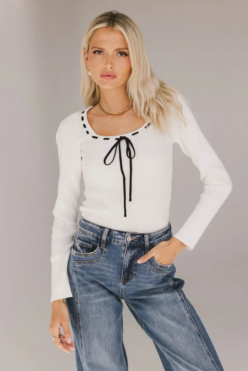 Swenn Ribbed Top in Ivory - FINAL SALE