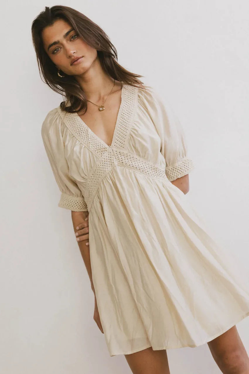 Lorna Mini Dress in Natural - FINAL SALE