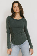 Sailor Ribbed Top in Forest - FINAL SALE