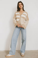 Yannah Striped Cardigan in Camel - FINAL SALE