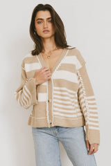 Yannah Striped Cardigan in Camel - FINAL SALE